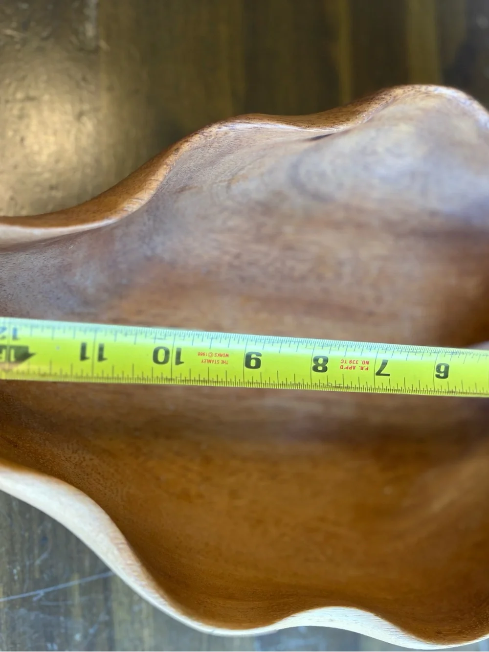 Monkey Pod Bowl Vintage Leaf Wood Serving Dish Hosting Server - Picture 2 of 5